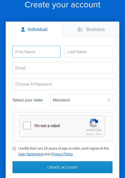 coinbase signup page